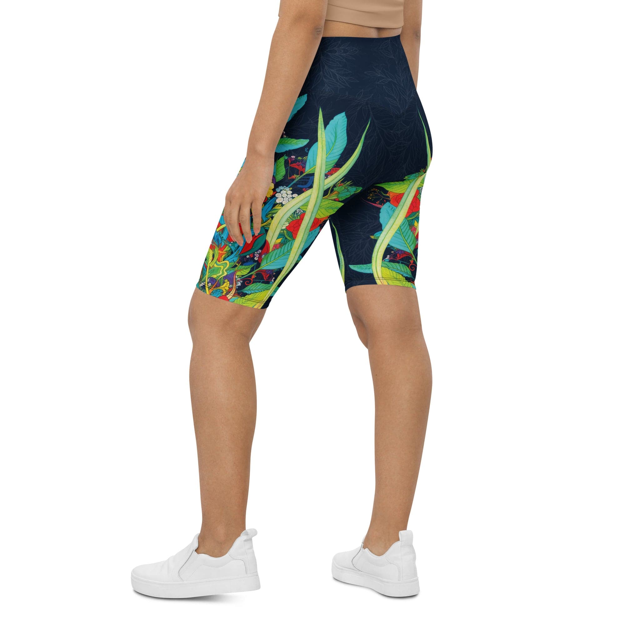 Vibrant Floral Garden Biker Shorts