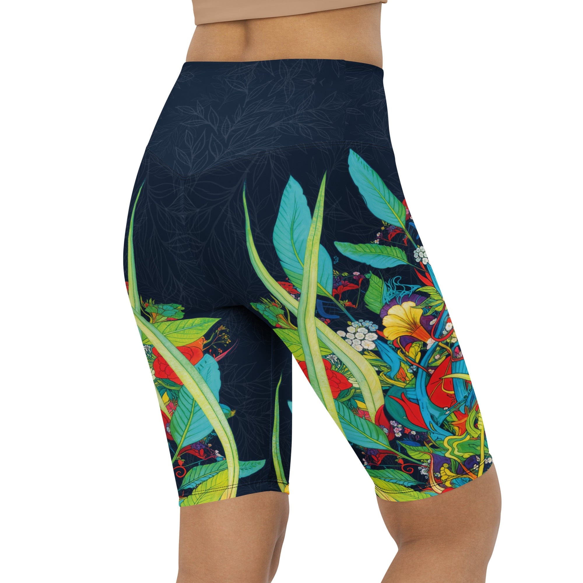 Vibrant Floral Garden Biker Shorts