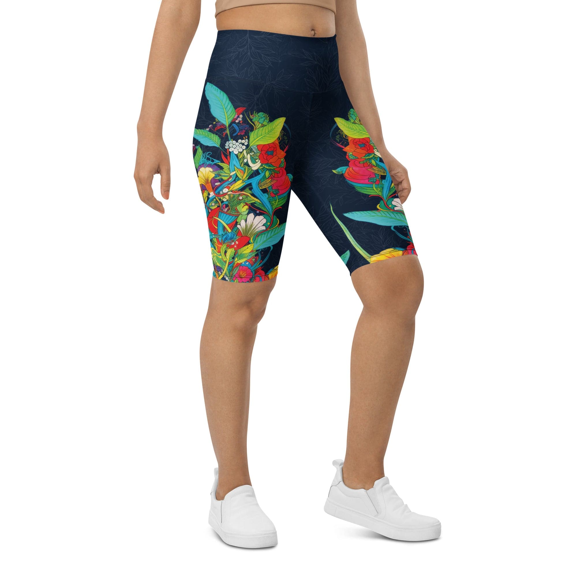 Vibrant Floral Garden Biker Shorts
