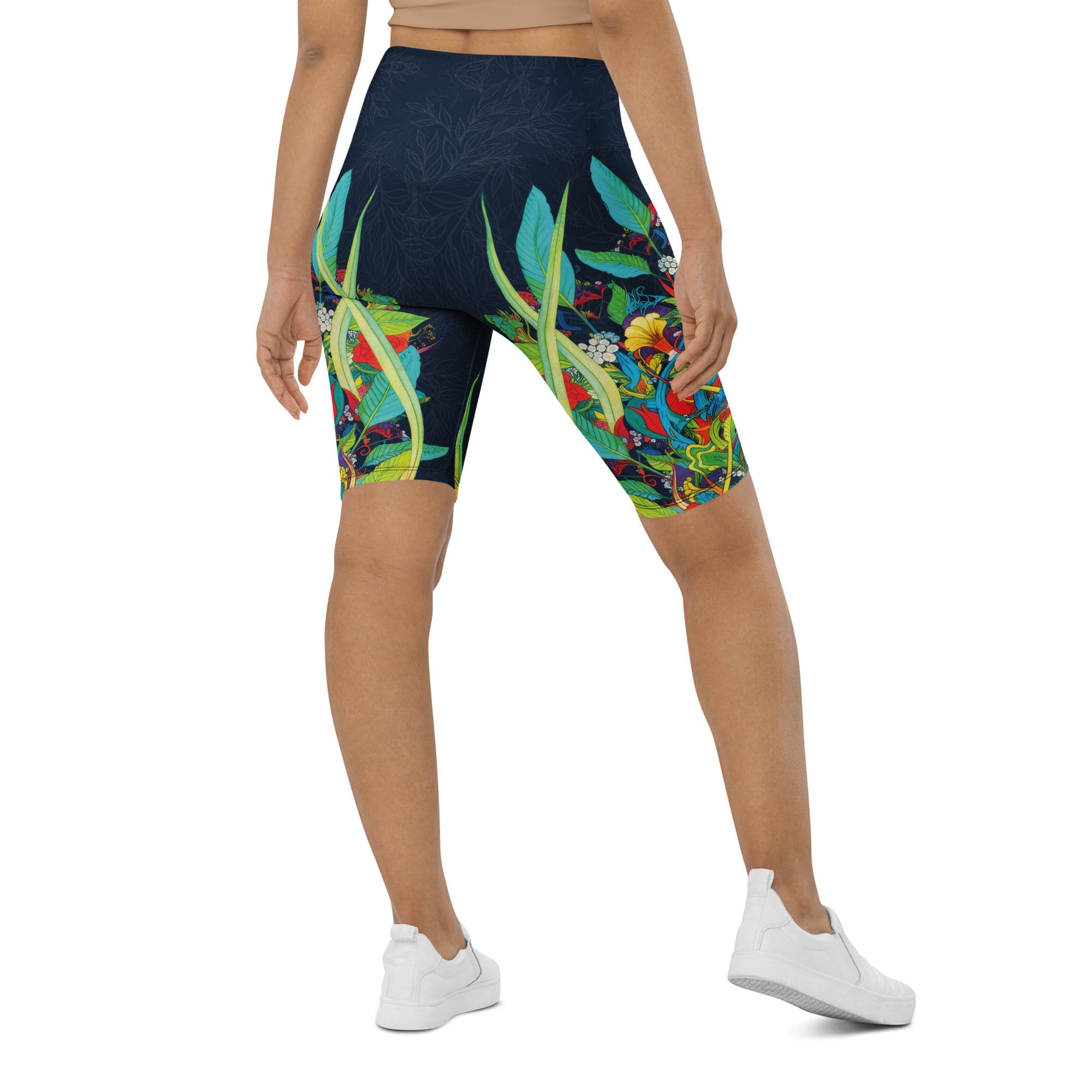 Vibrant Floral Garden Biker Shorts