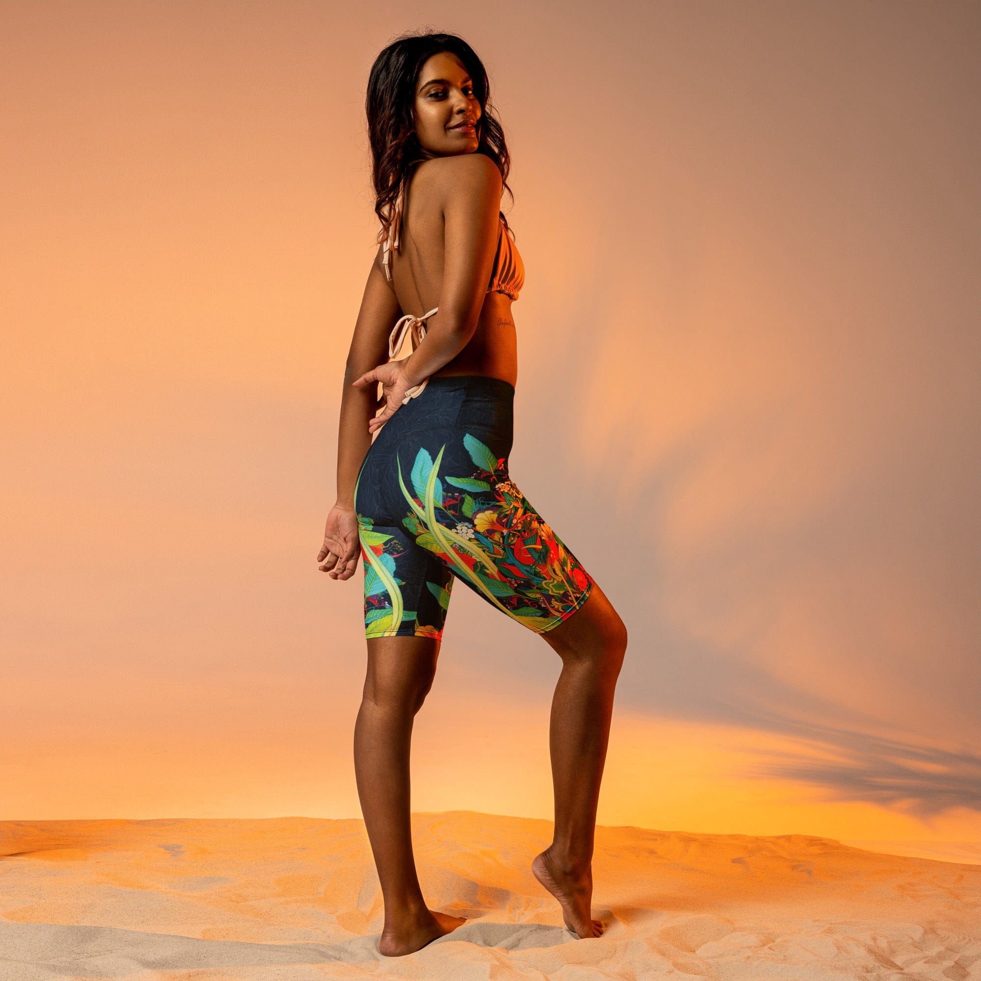 Vibrant Floral Garden Biker Shorts