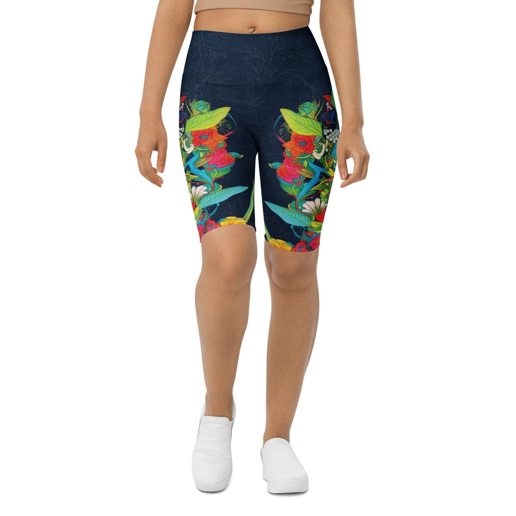 Vibrant Floral Garden Biker Shorts