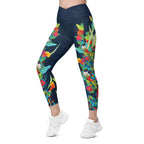 Vibrant Floral Garden Crossover Leggings With Pockets