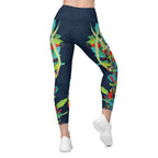 Vibrant Floral Garden Crossover Leggings With Pockets