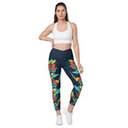 Vibrant Floral Garden Crossover Leggings With Pockets