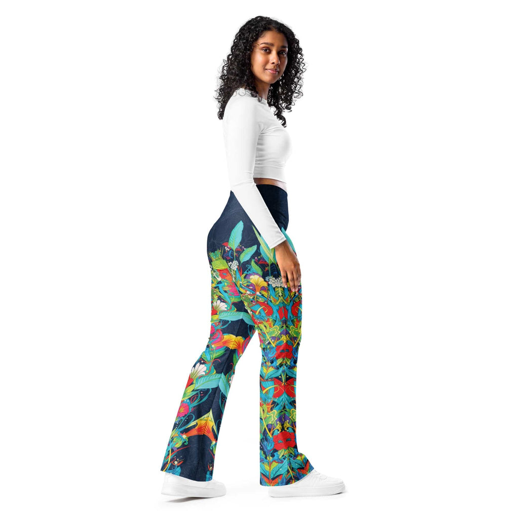 Vibrant Floral Garden Flare Leggings