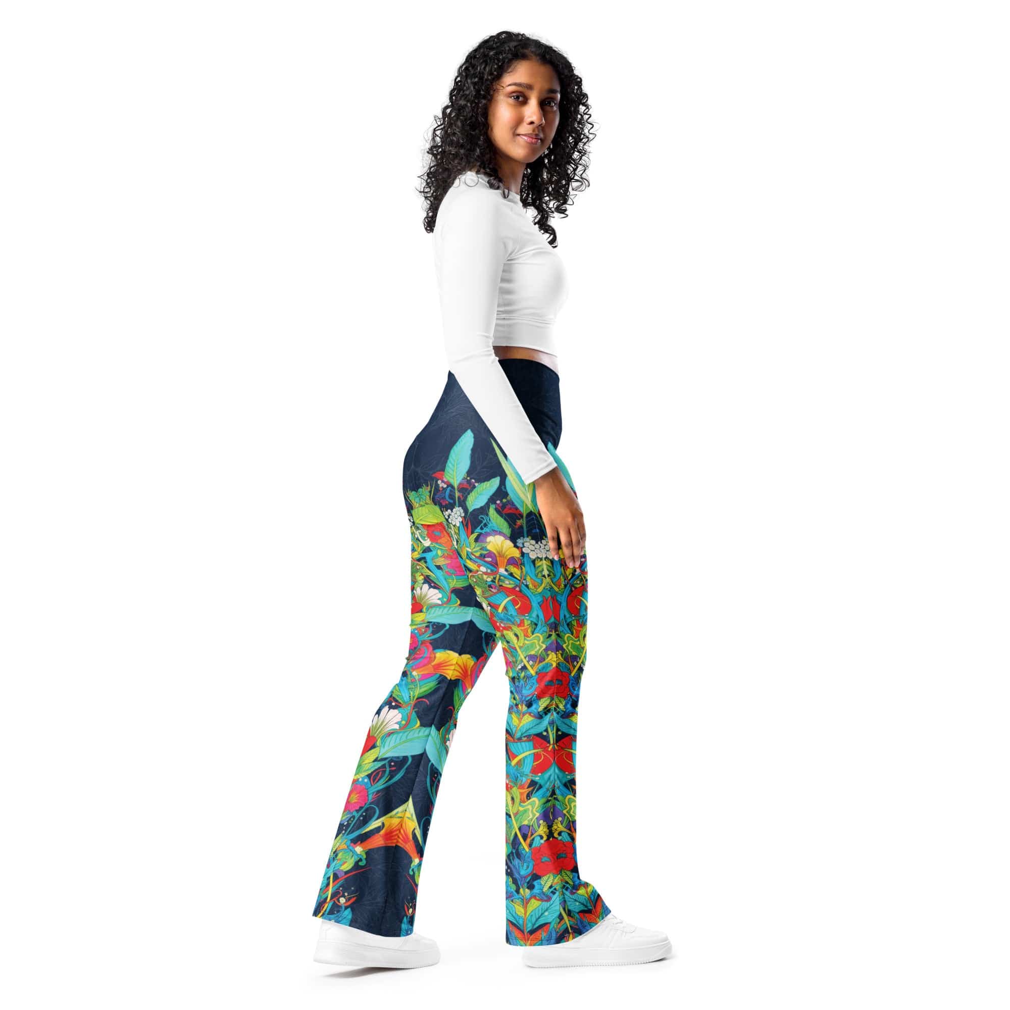 Vibrant Floral Garden Flare Leggings