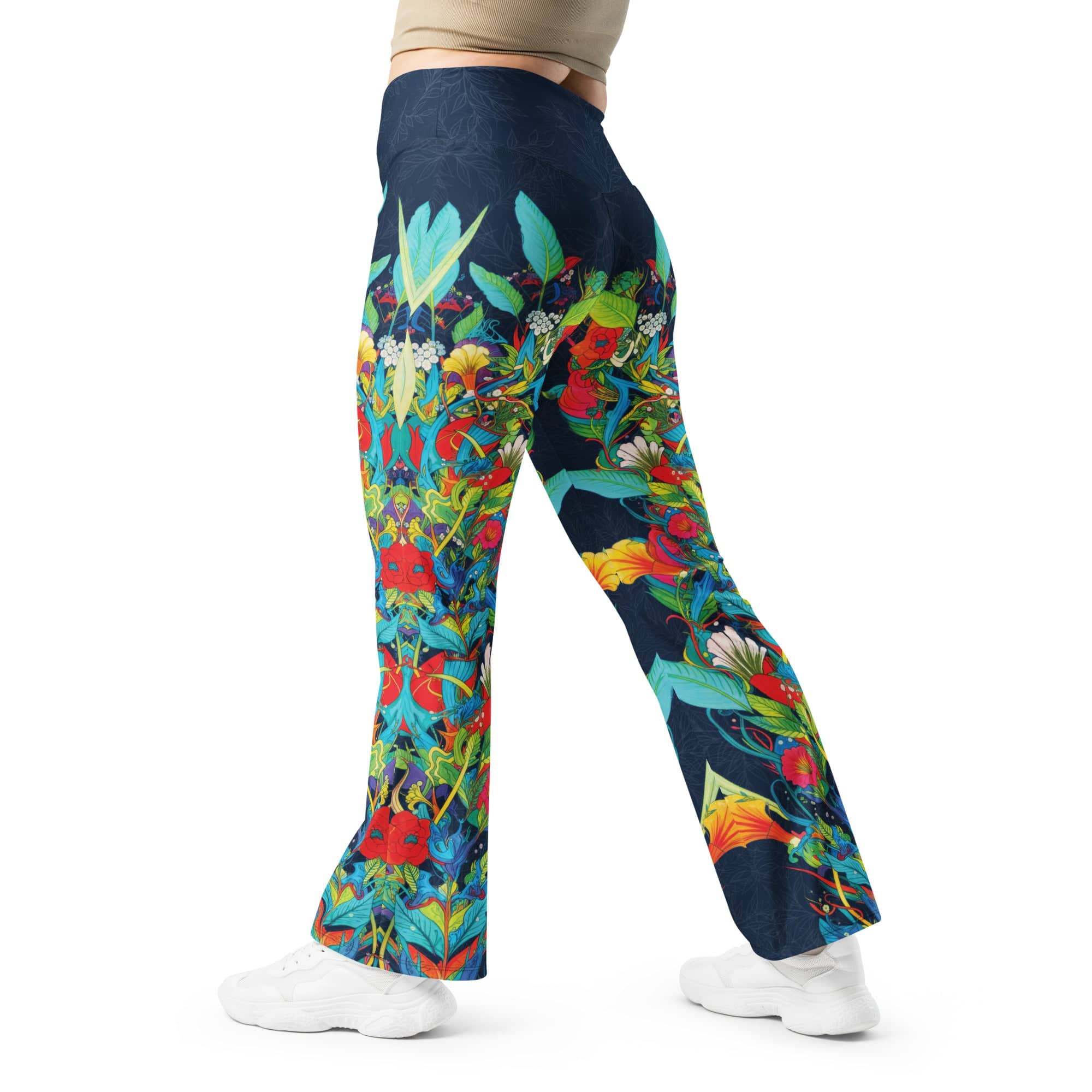 Vibrant Floral Garden Flare Leggings