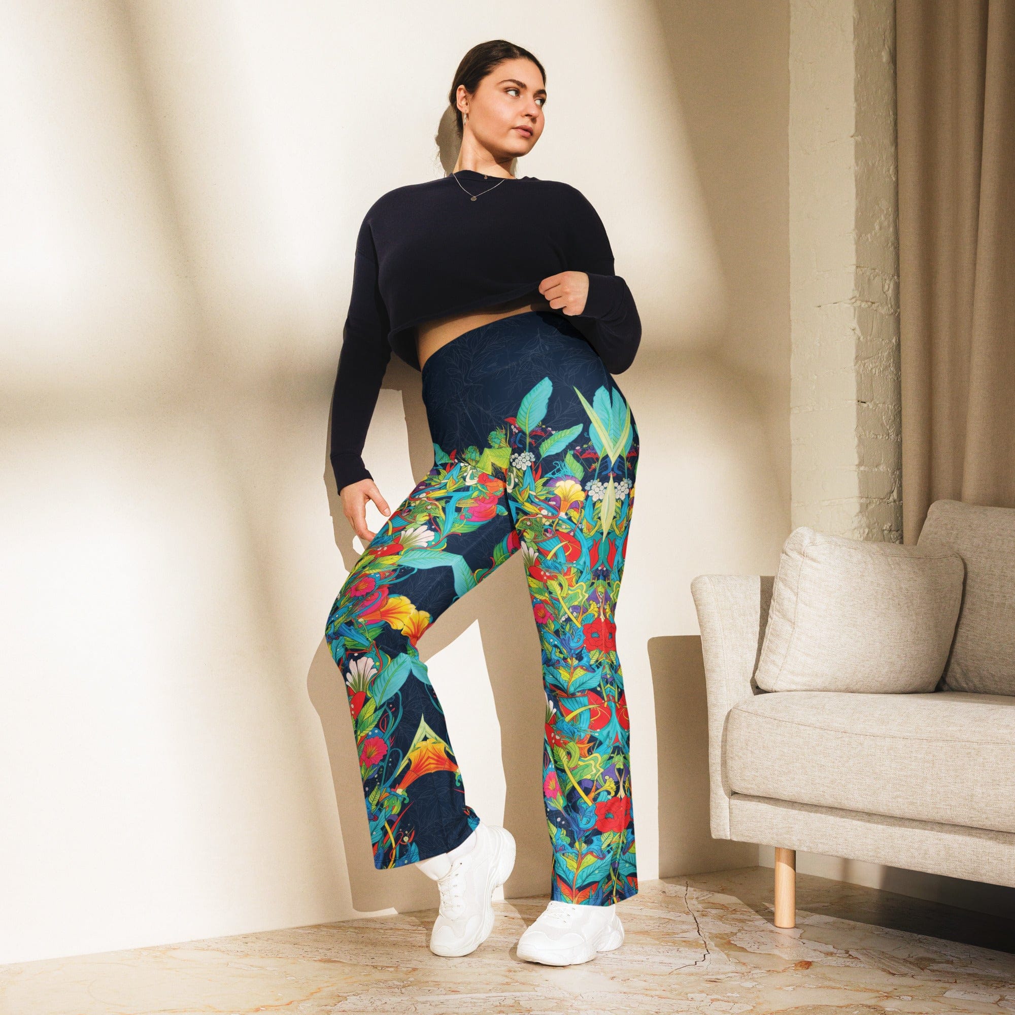 Vibrant Floral Garden Flare Leggings