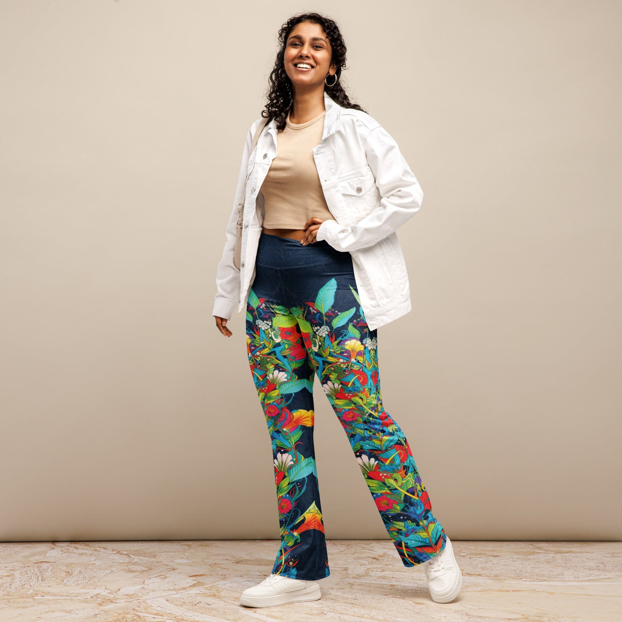 Vibrant Floral Garden Flare Leggings