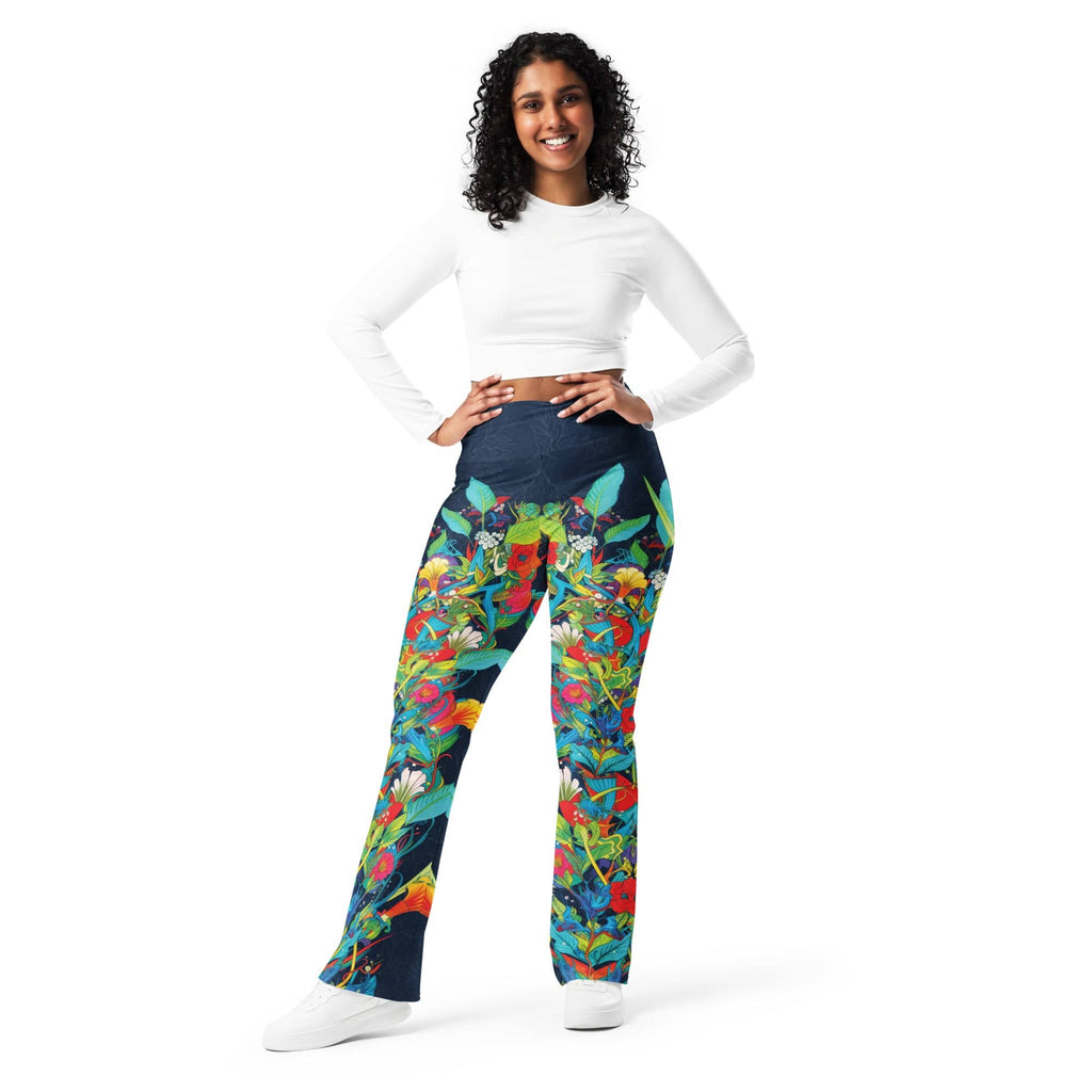 Vibrant Floral Garden Flare Leggings