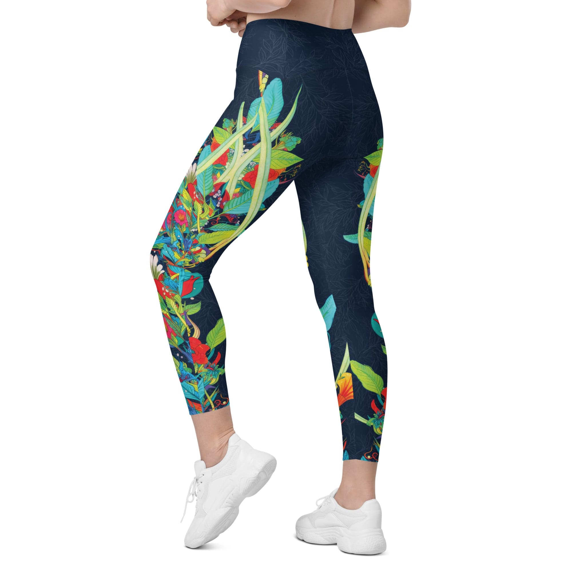 Vibrant Floral Garden Leggings With Pockets