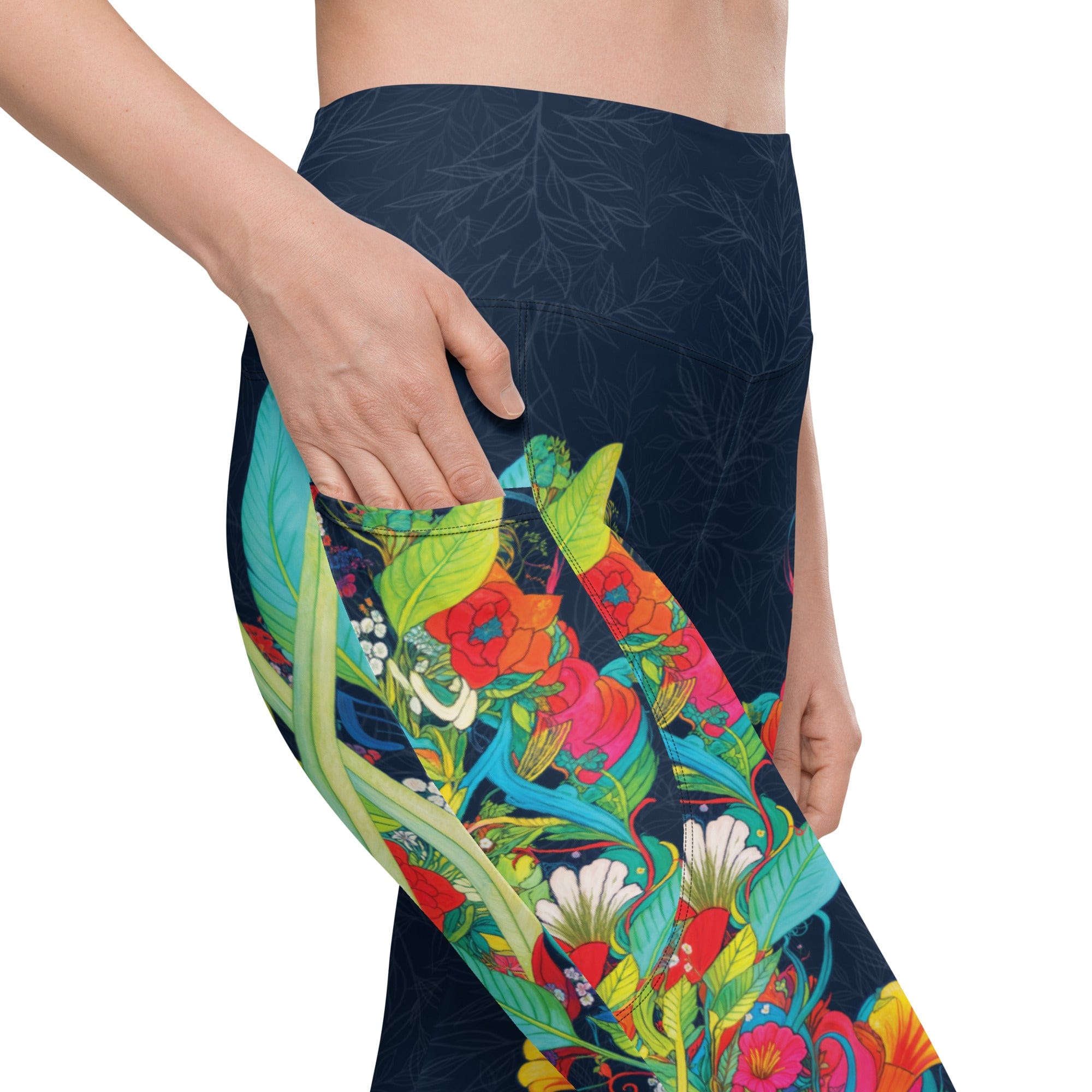Vibrant Floral Garden Leggings With Pockets