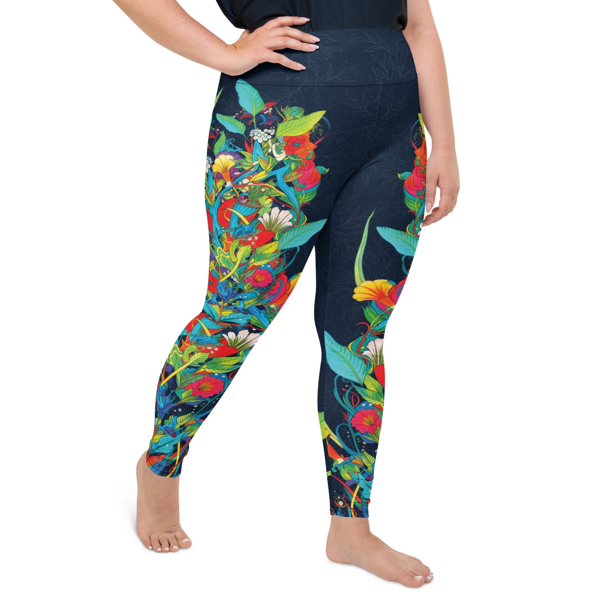 Vibrant Floral Garden Plus Size Leggings