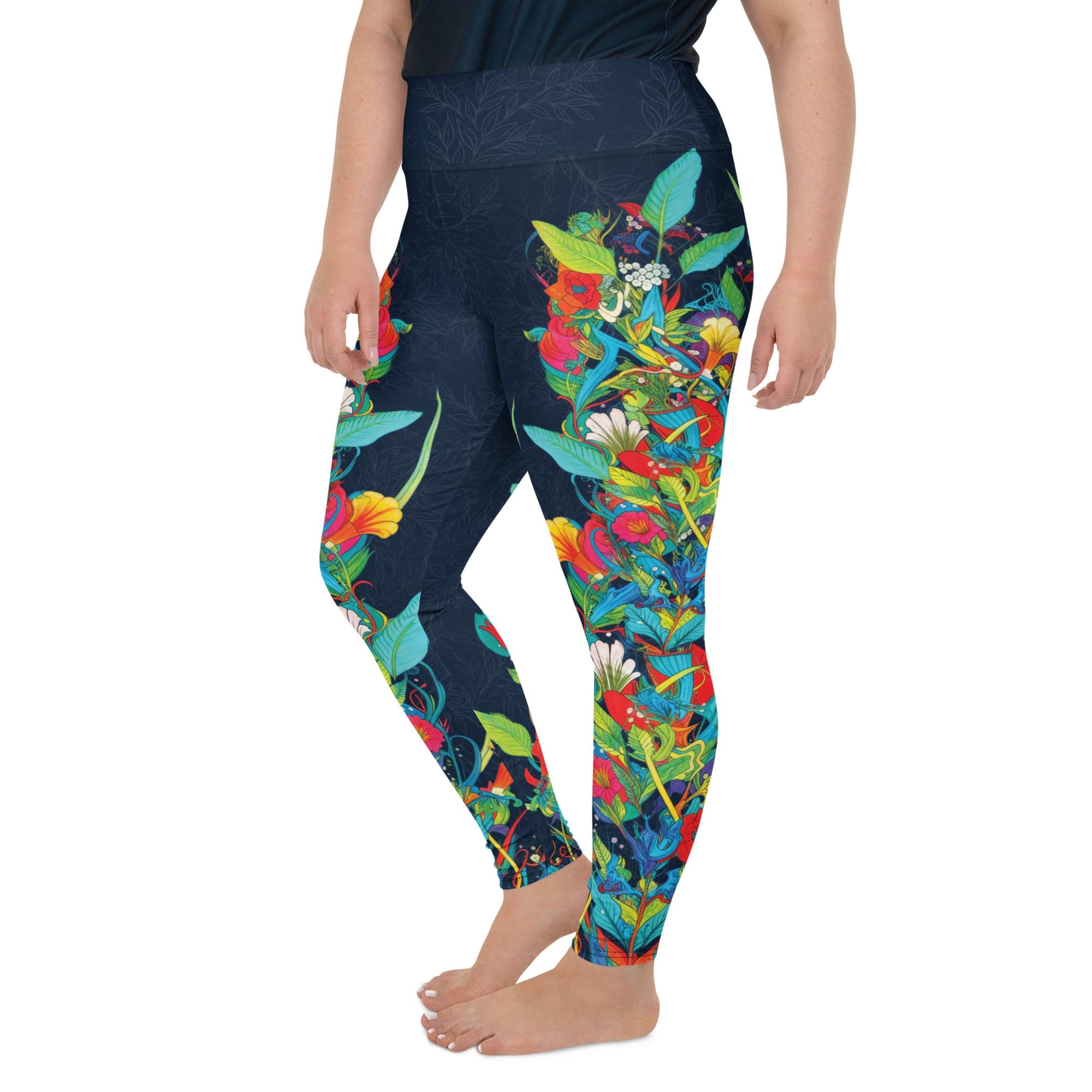 Vibrant Floral Garden Plus Size Leggings