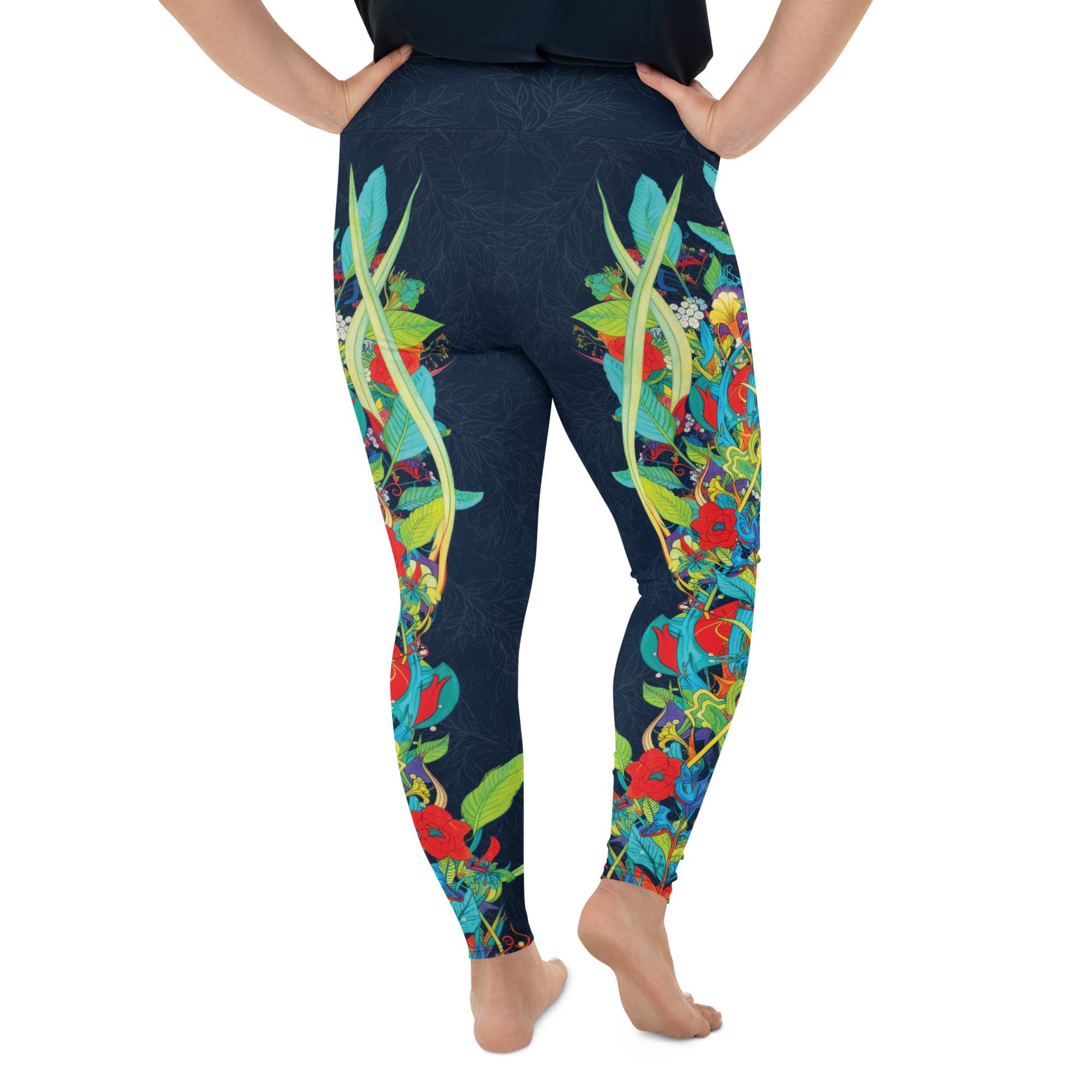 Vibrant Floral Garden Plus Size Leggings