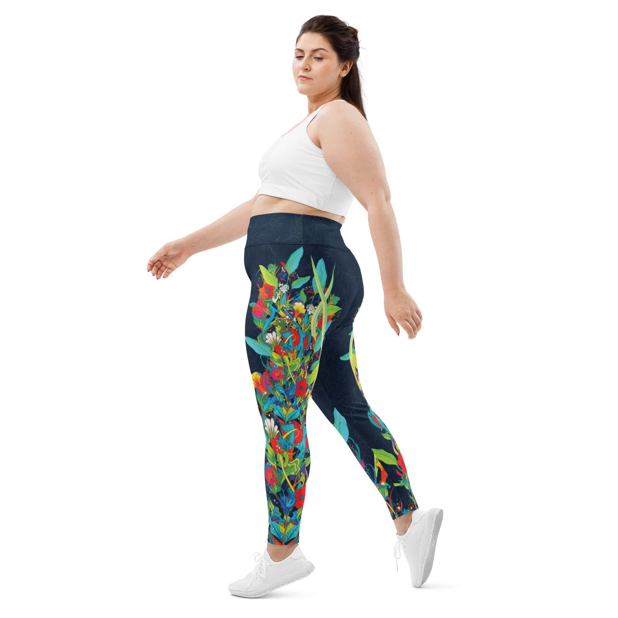 Vibrant Floral Garden Plus Size Leggings