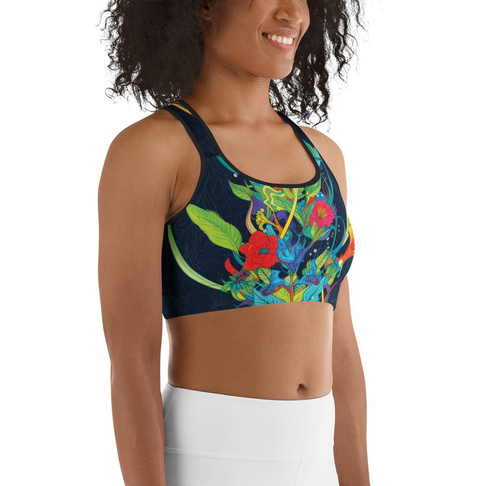 VIbrant Floral Garden Sports Bra