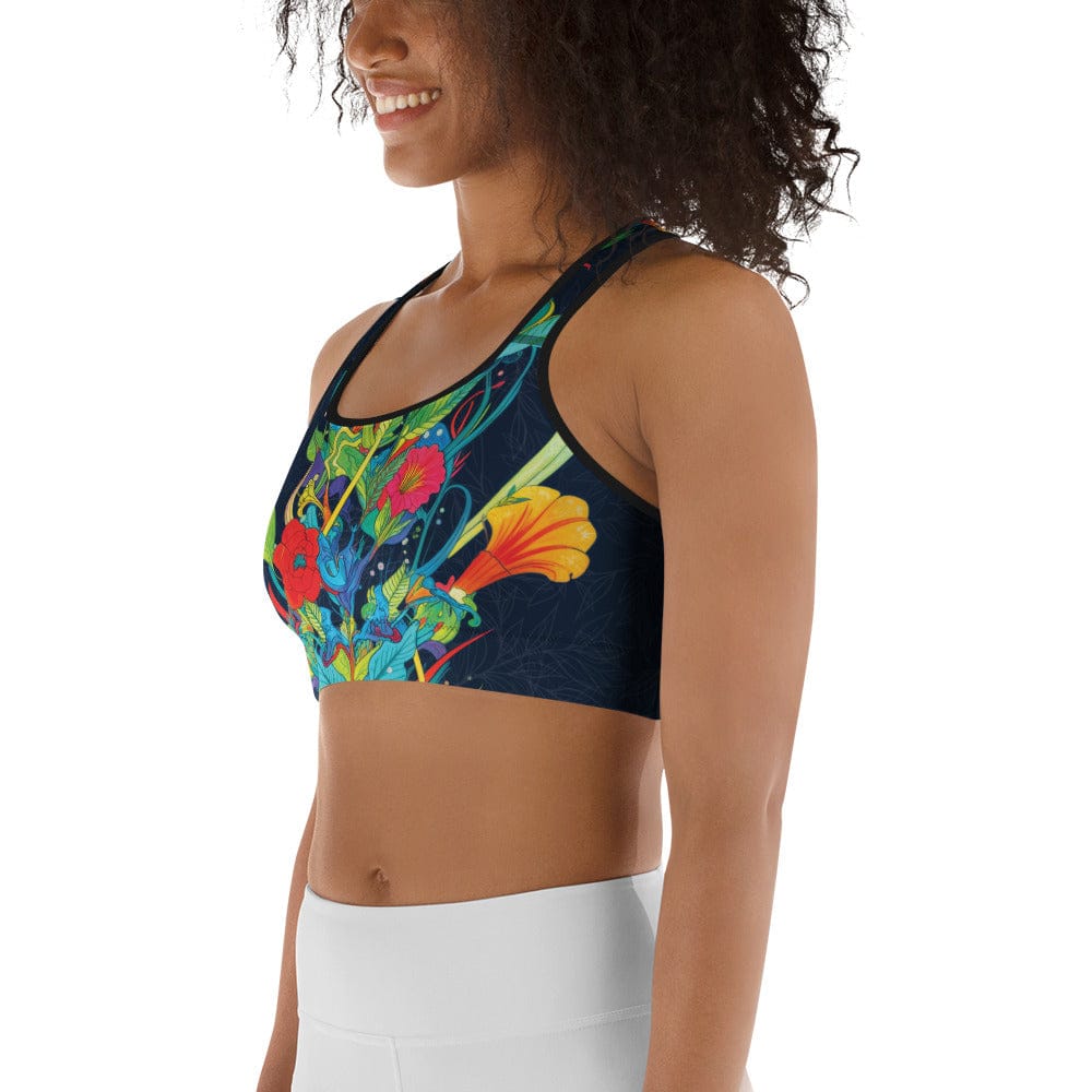 VIbrant Floral Garden Sports Bra