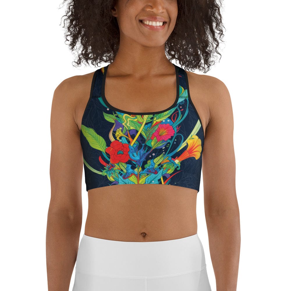 VIbrant Floral Garden Sports Bra