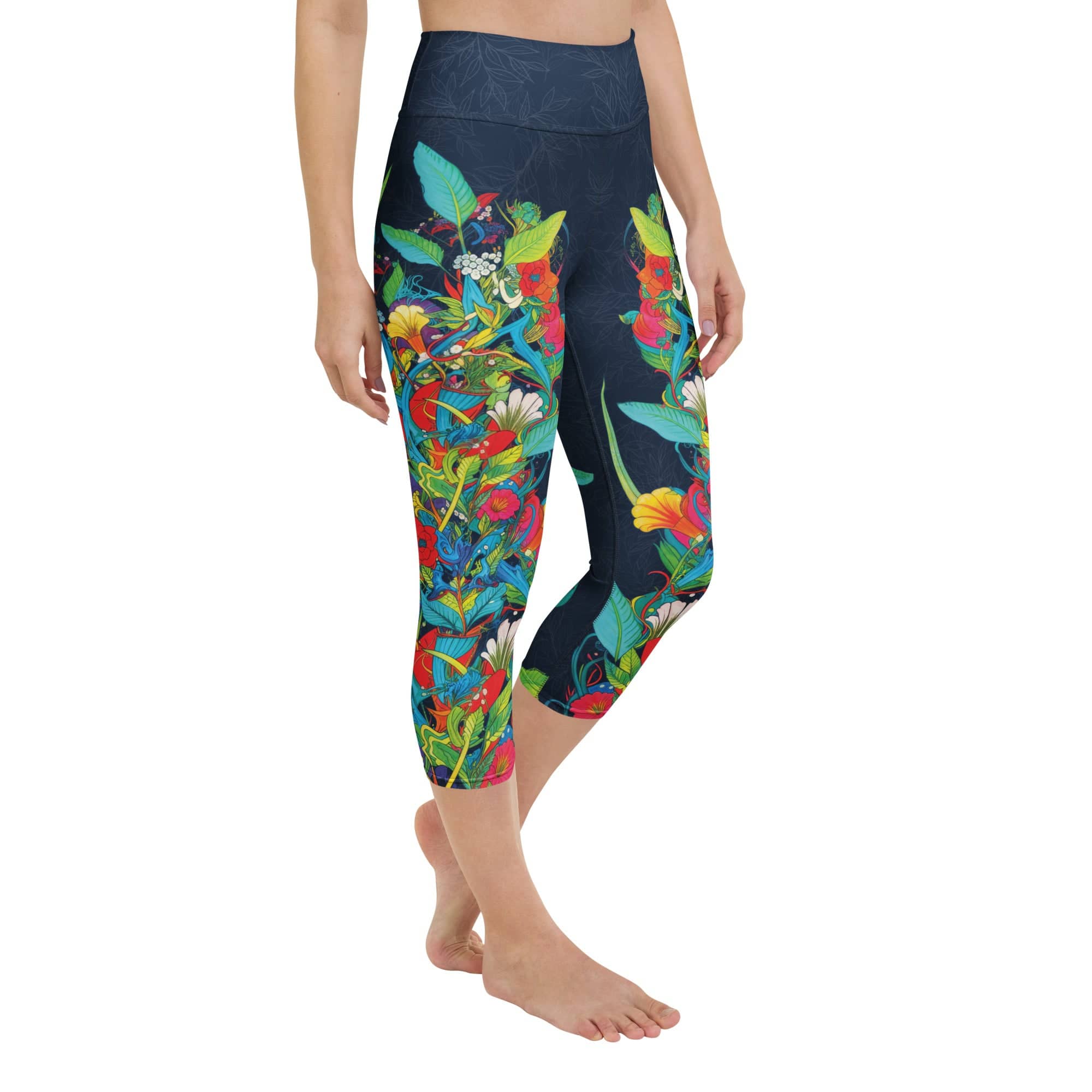 Vibrant Floral Garden Yoga Capris
