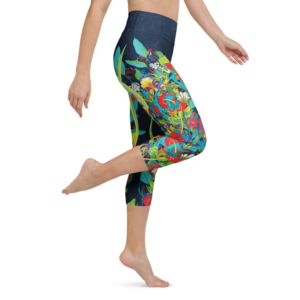 Vibrant Floral Garden Yoga Capris