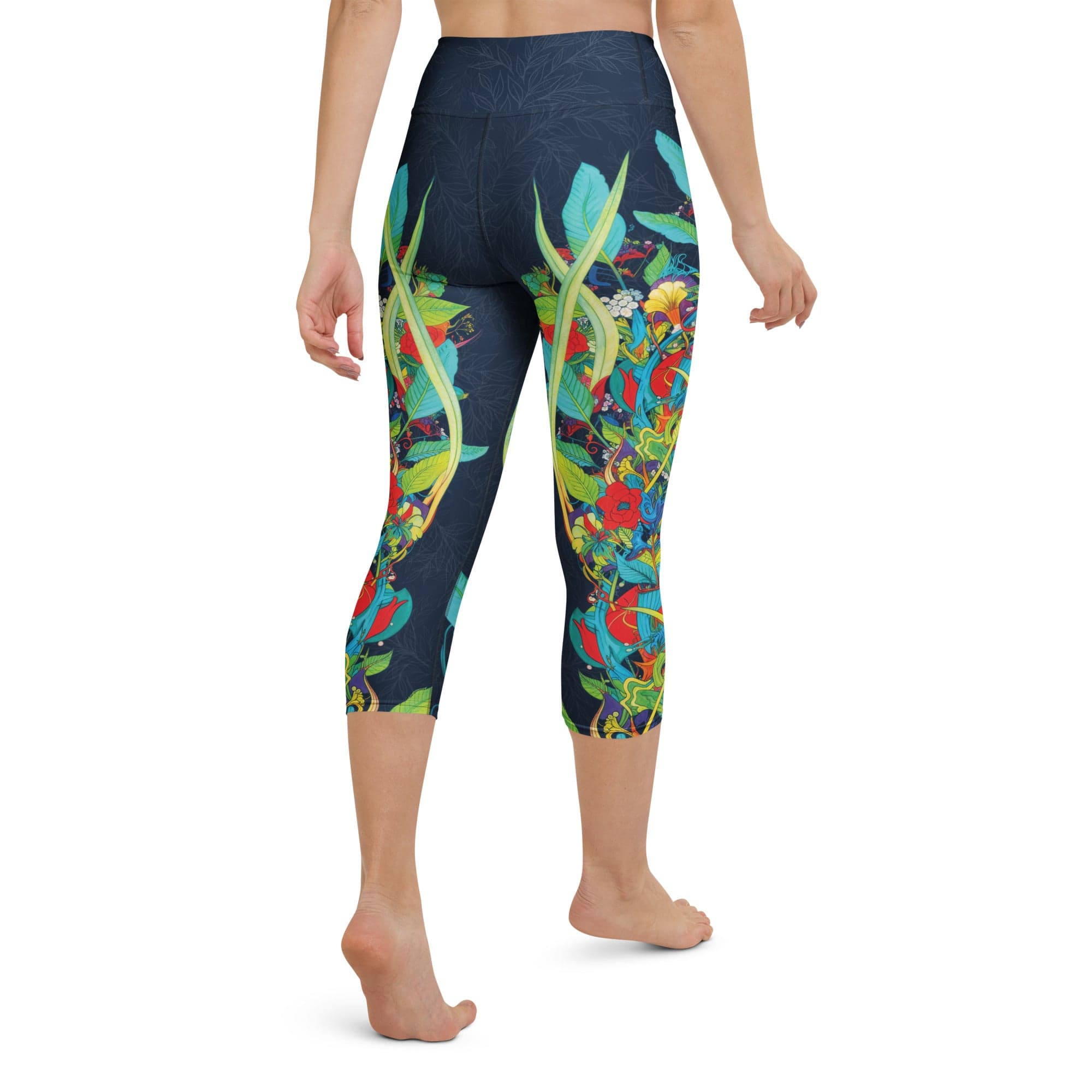 Vibrant Floral Garden Yoga Capris