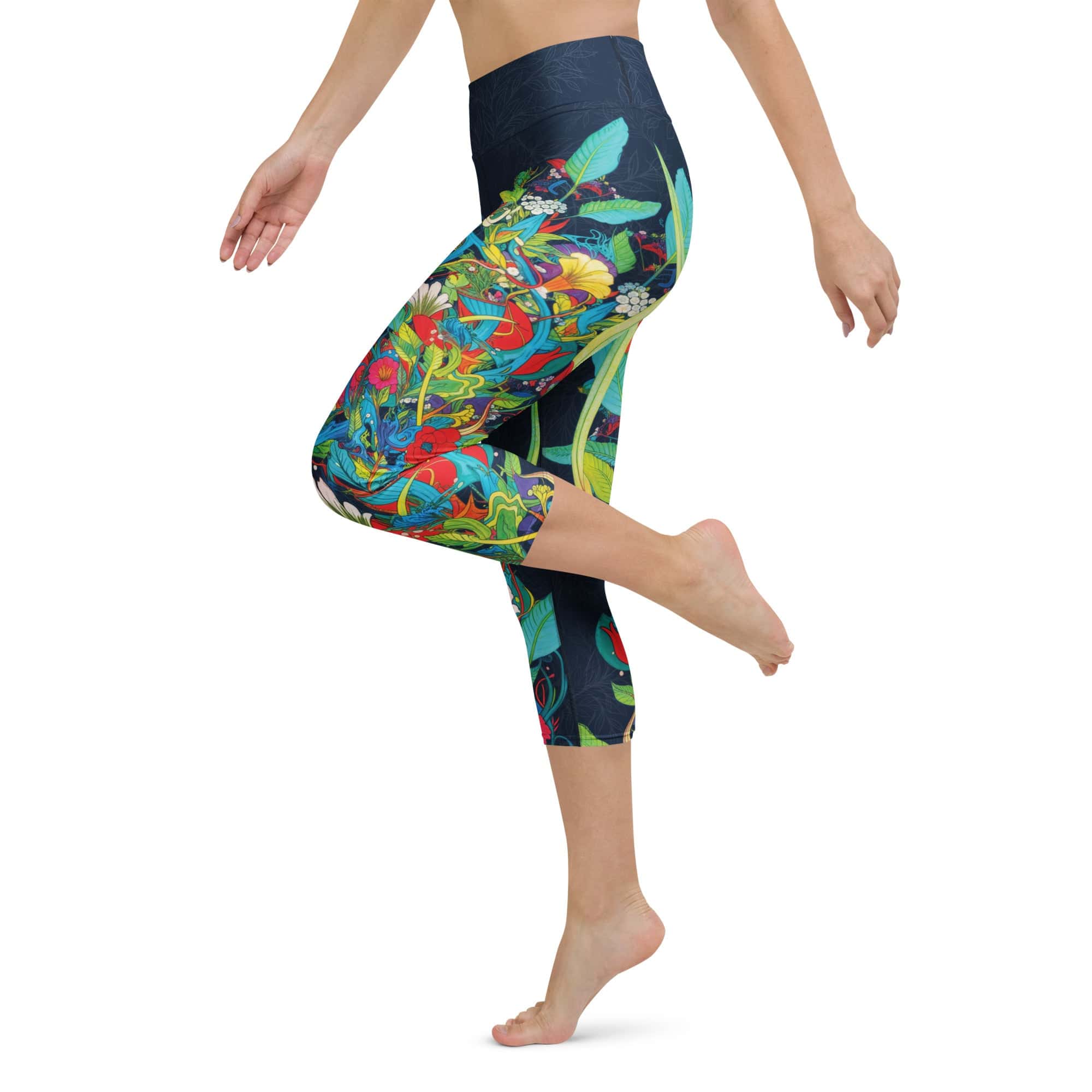 Vibrant Floral Garden Yoga Capris