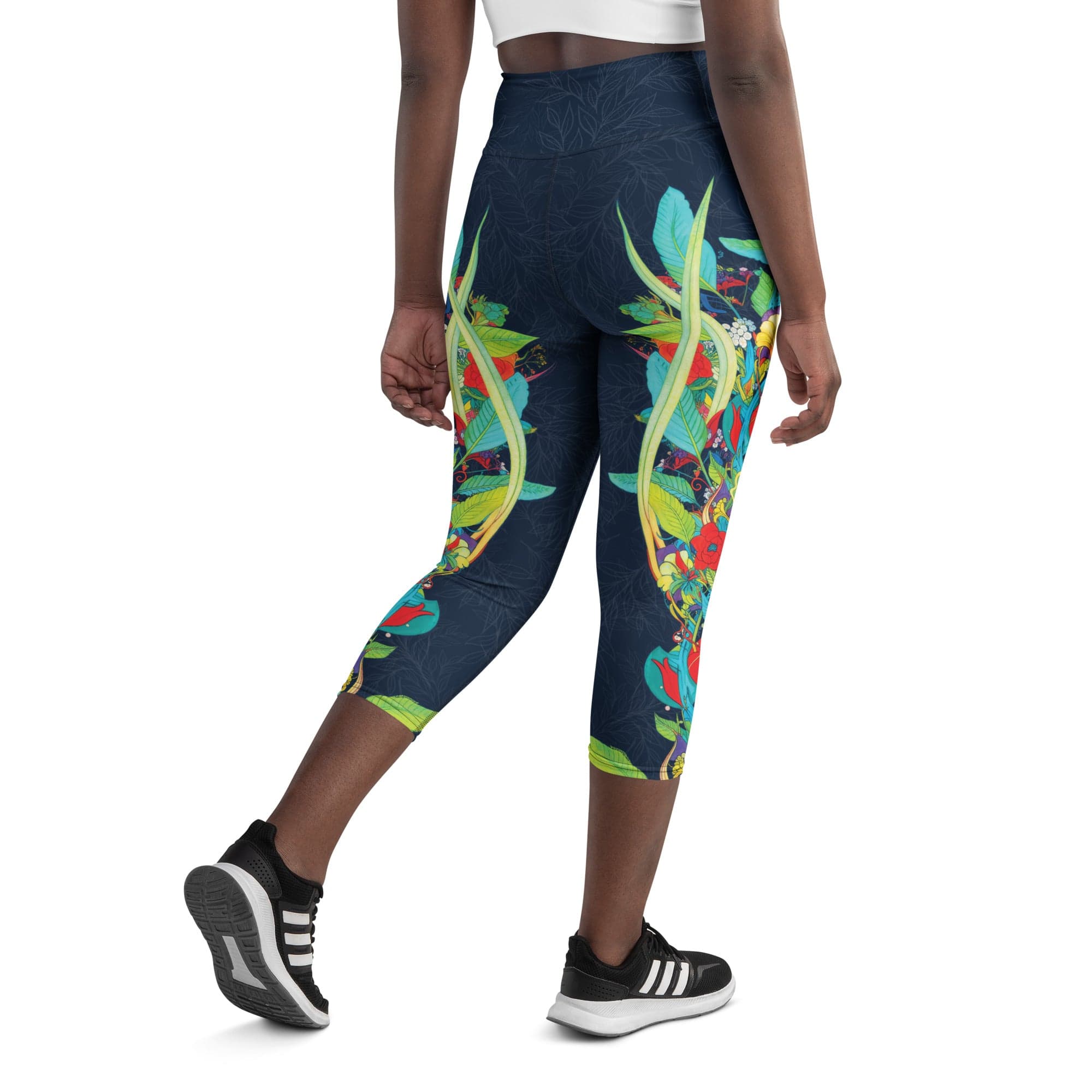 Vibrant Floral Garden Yoga Capris