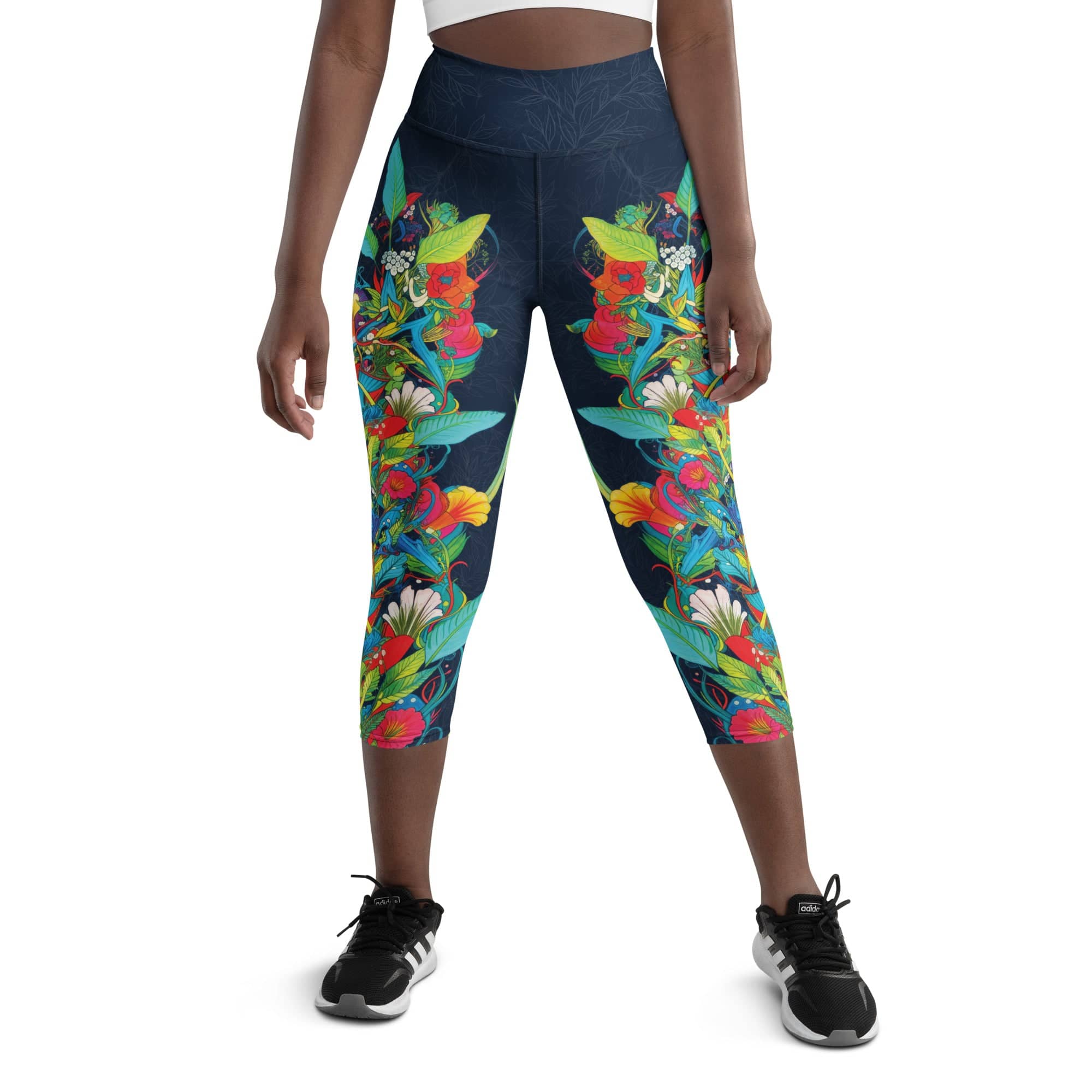 Vibrant Floral Garden Yoga Capris