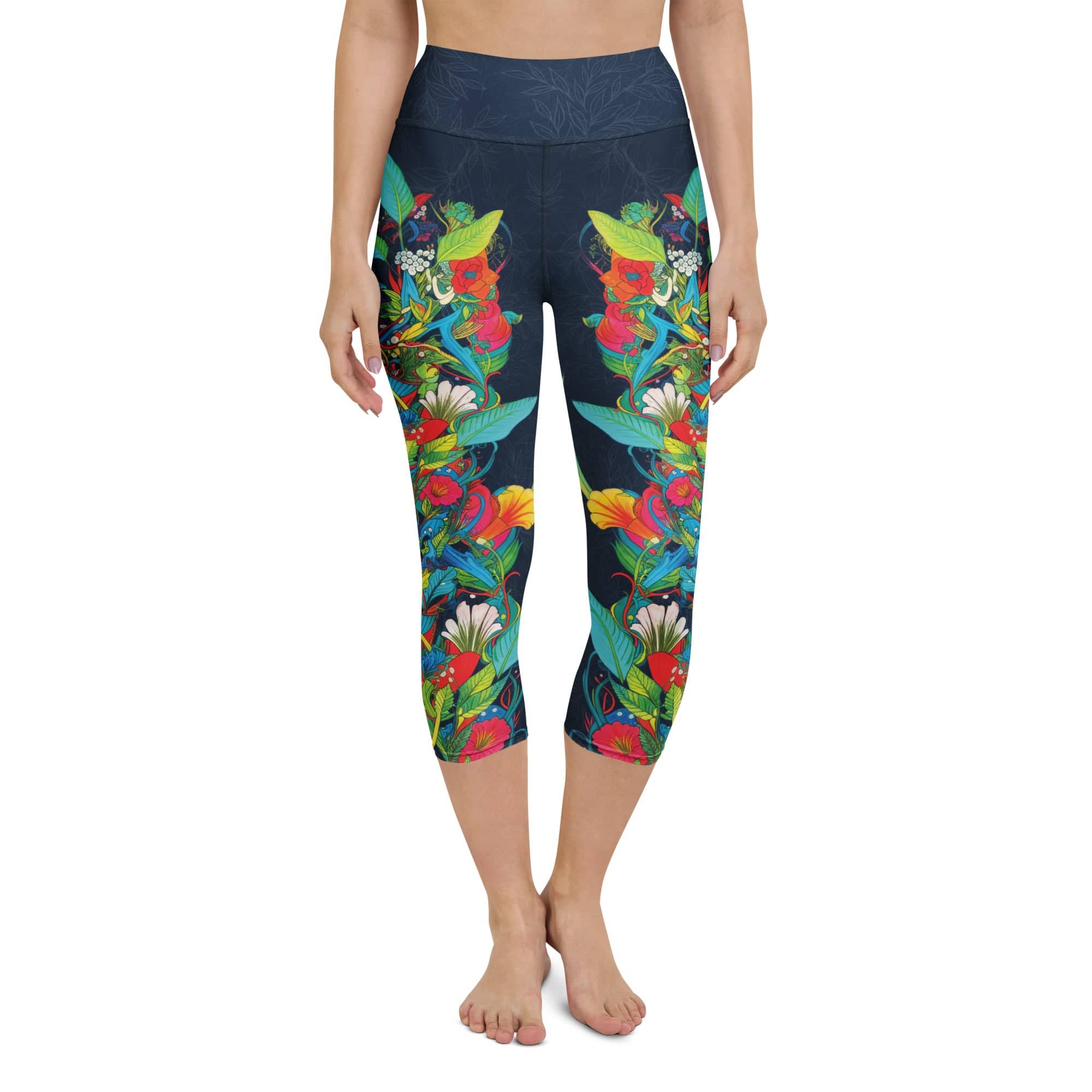 Vibrant Floral Garden Yoga Capris