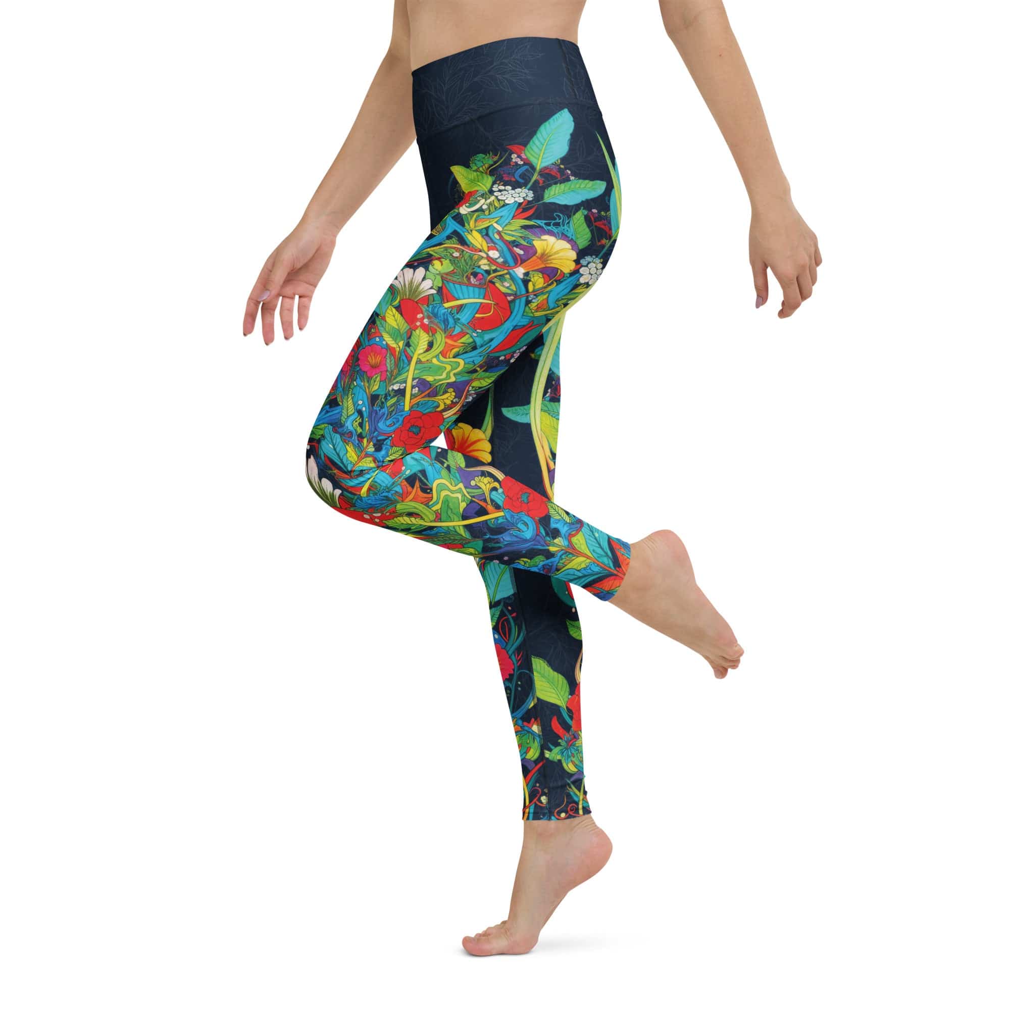 Vibrant Floral Garden Yoga Leggings