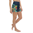 Vibrant Floral Garden Yoga Shorts