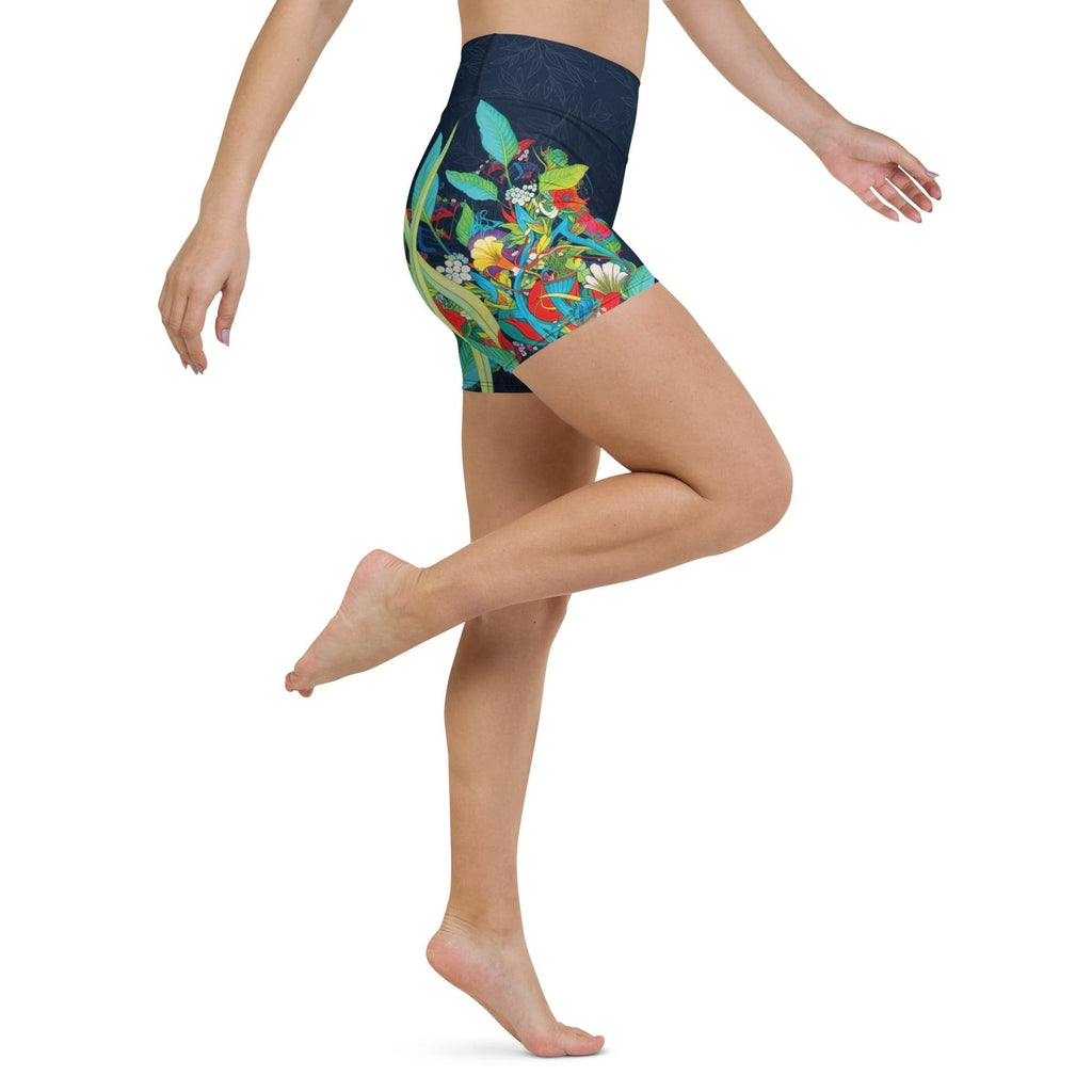 Vibrant Floral Garden Yoga Shorts