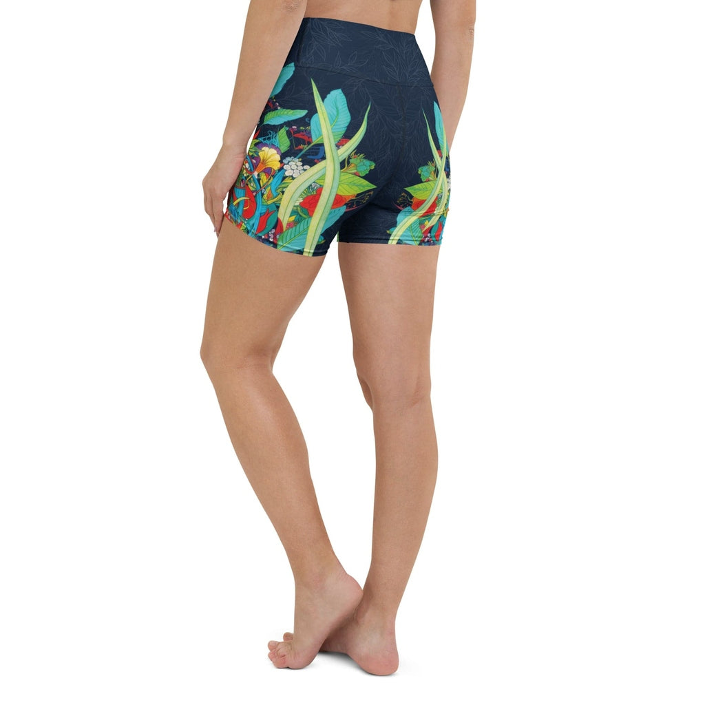 Vibrant Floral Garden Yoga Shorts