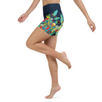 Vibrant Floral Garden Yoga Shorts