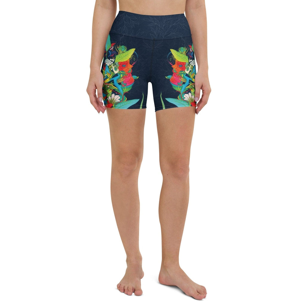Vibrant Floral Garden Yoga Shorts