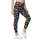 Vibrant Jack O'Lanterns Crossover Leggings With Pockets