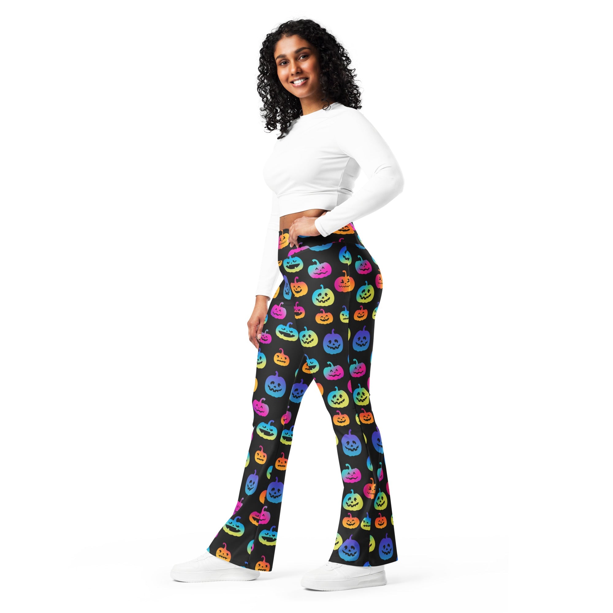 Vibrant Jack O'Lanterns Flare Leggings
