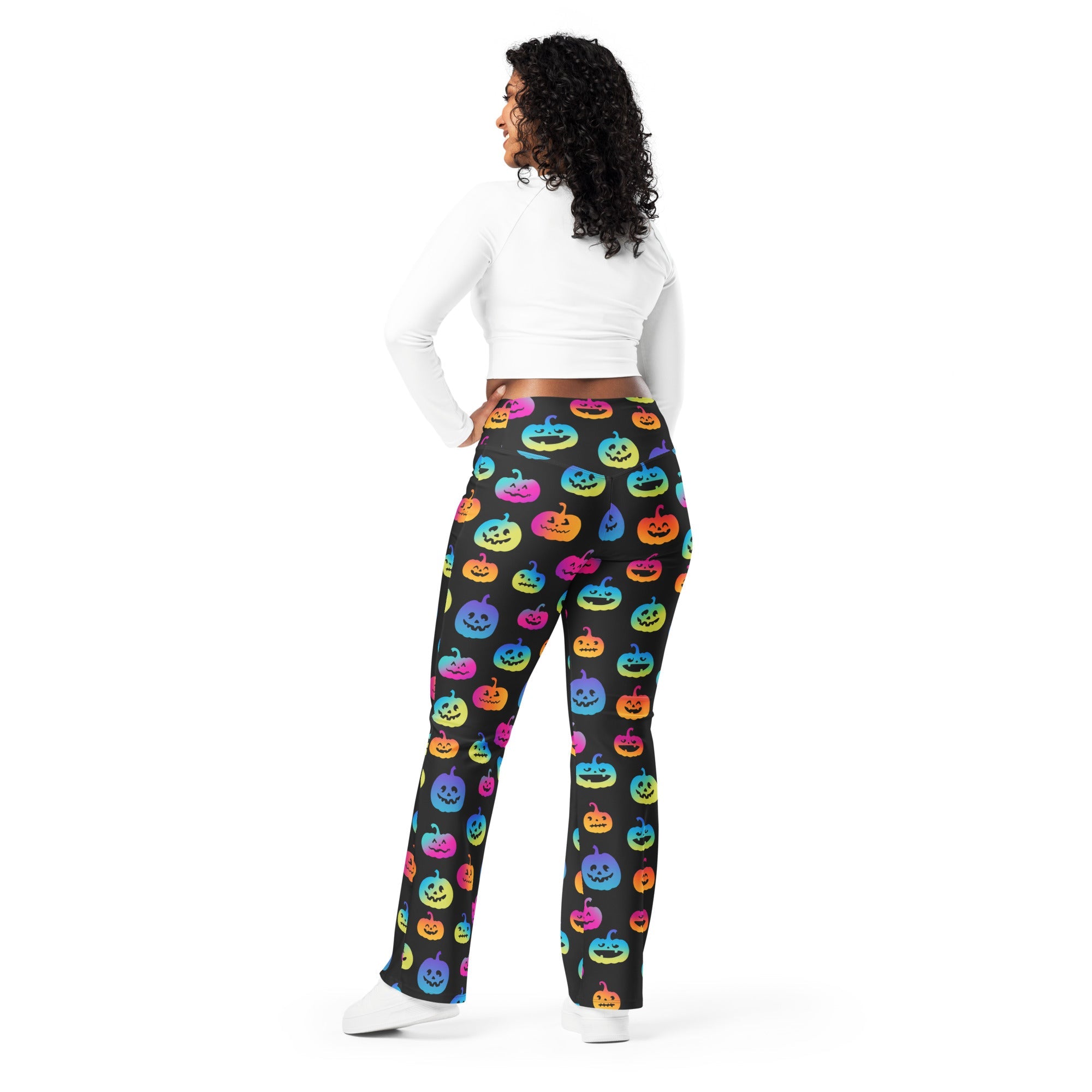 Vibrant Jack O'Lanterns Flare Leggings