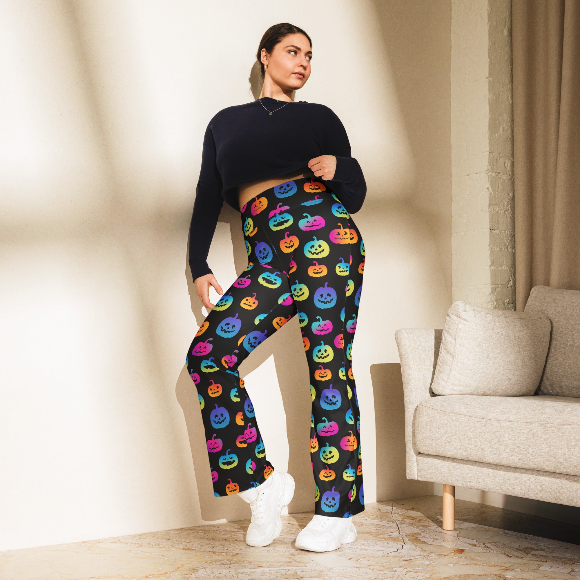 Vibrant Jack O'Lanterns Flare Leggings
