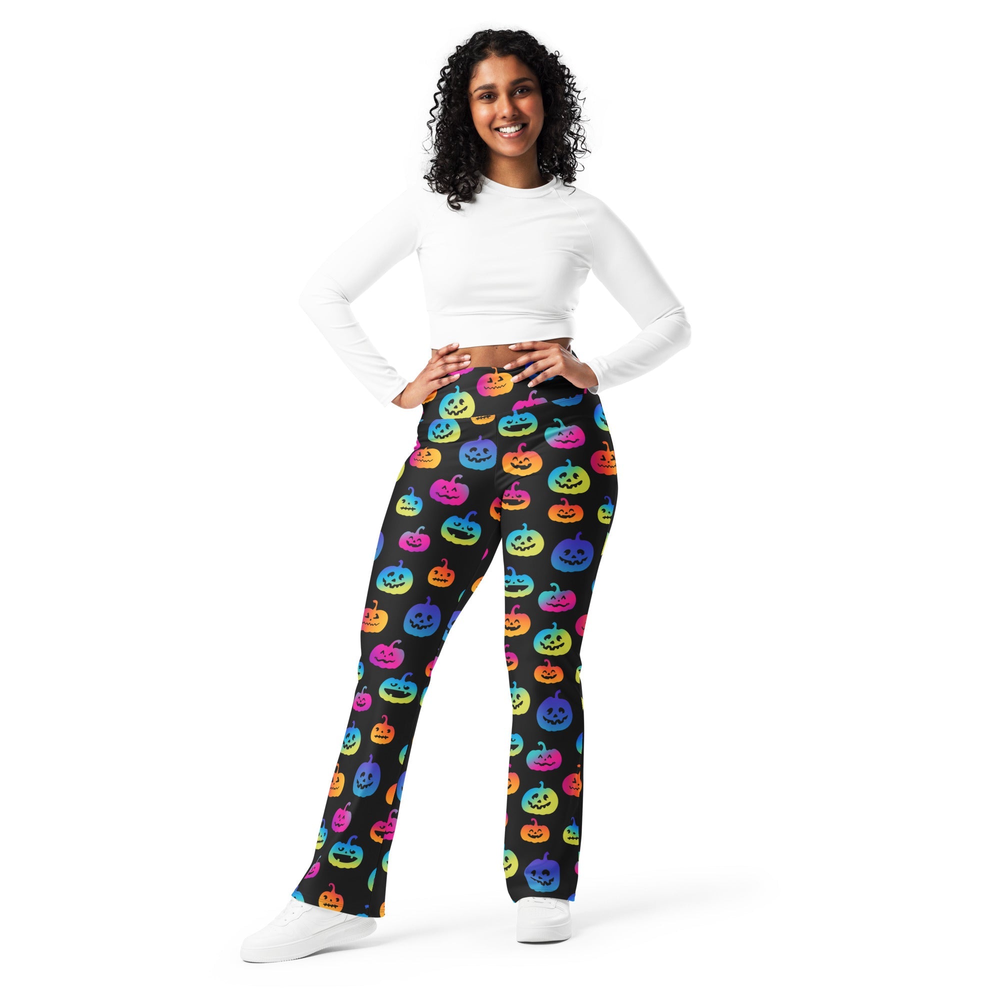 Vibrant Jack O'Lanterns Flare Leggings