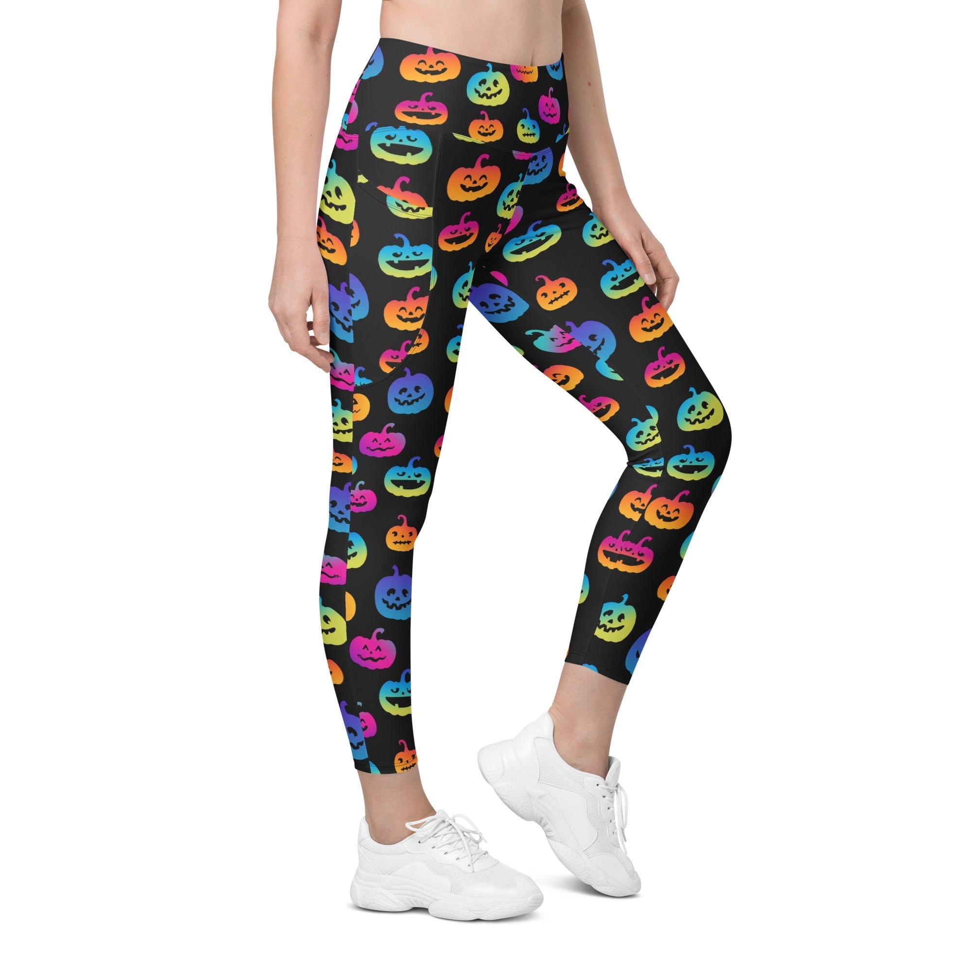 Vibrant Jack O'Lanterns Leggings With Pockets