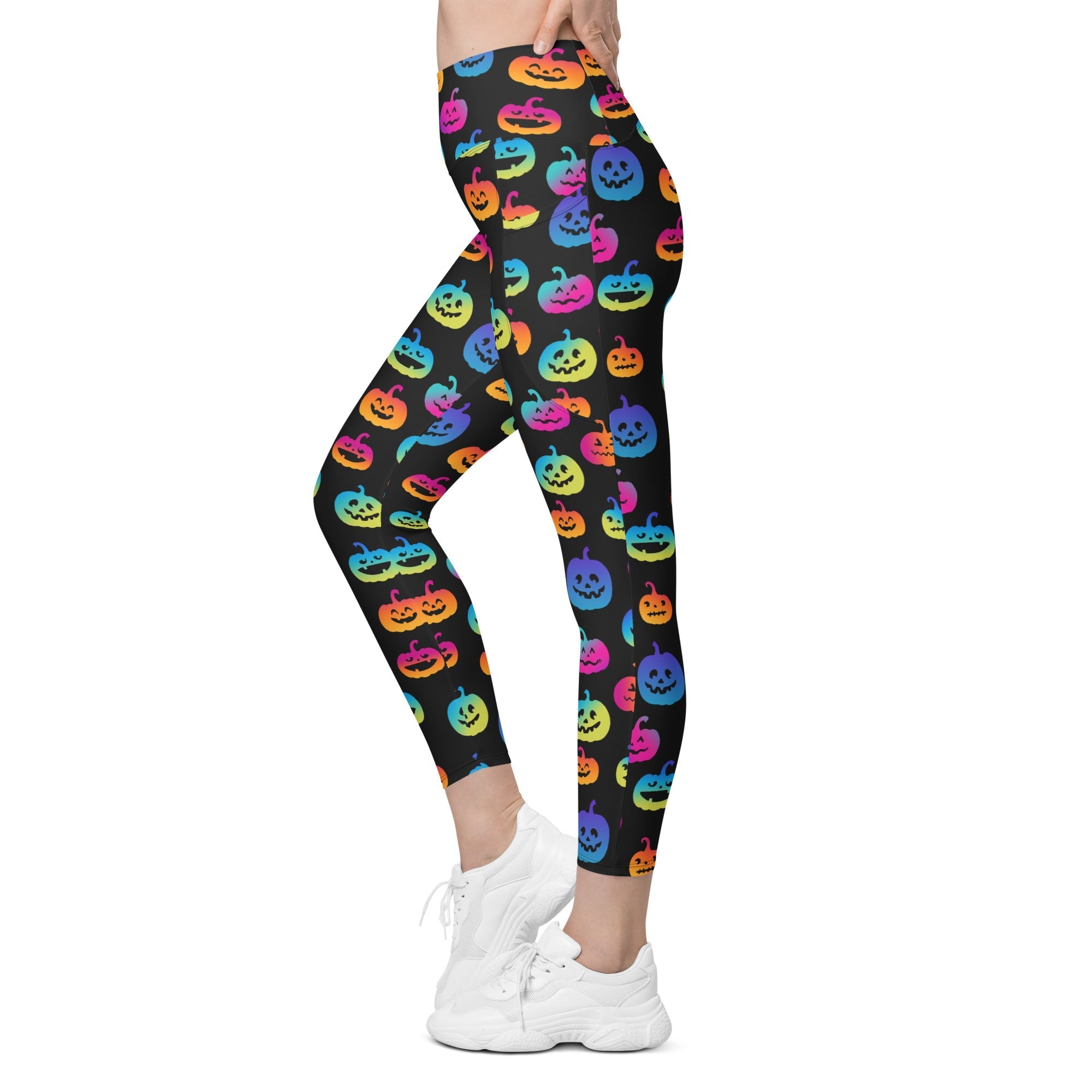 Vibrant Jack O'Lanterns Leggings With Pockets