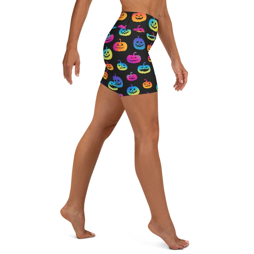 Vibrant Jack O'Lanterns Yoga Shorts