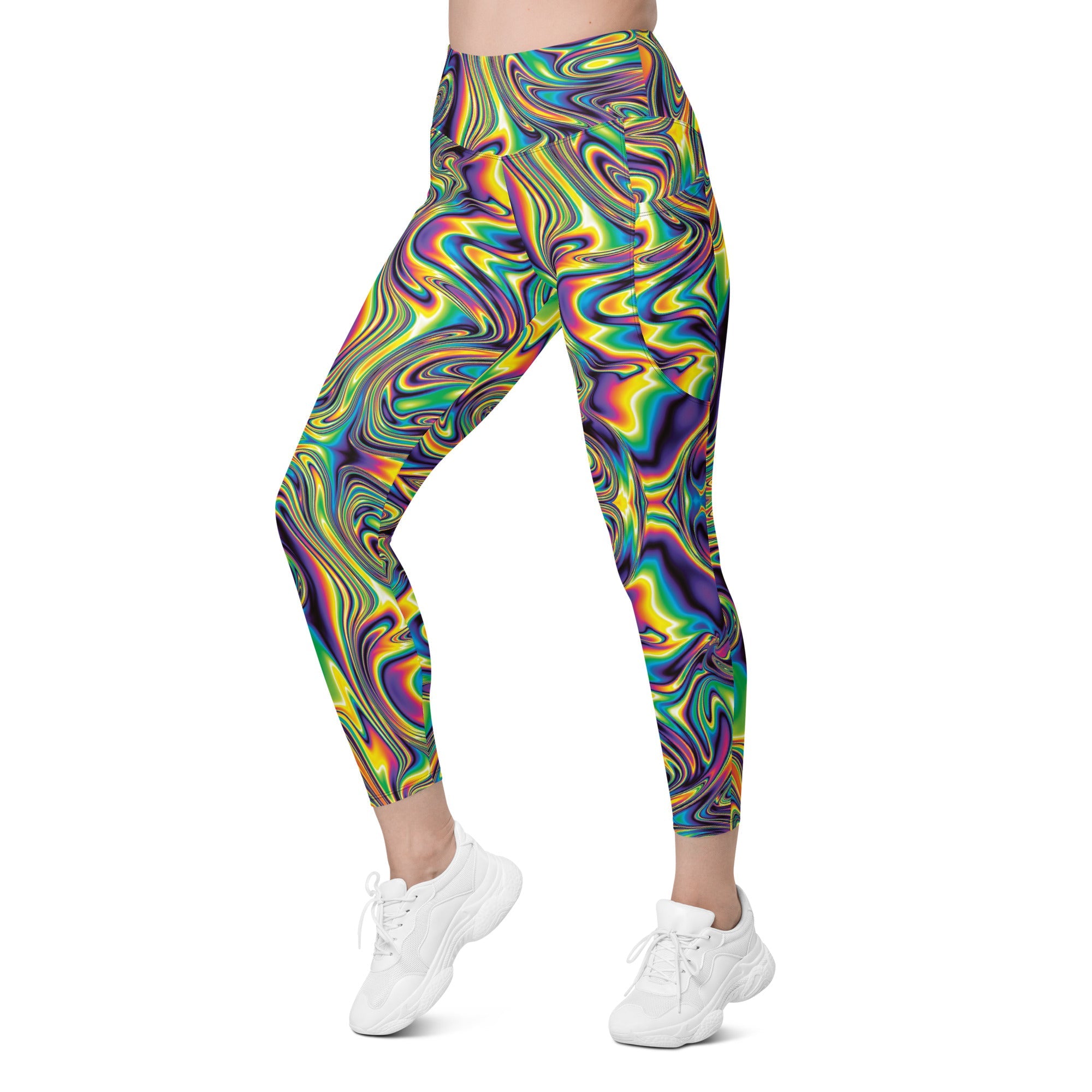 Vibrant Psychedelic Leggings with Pockets