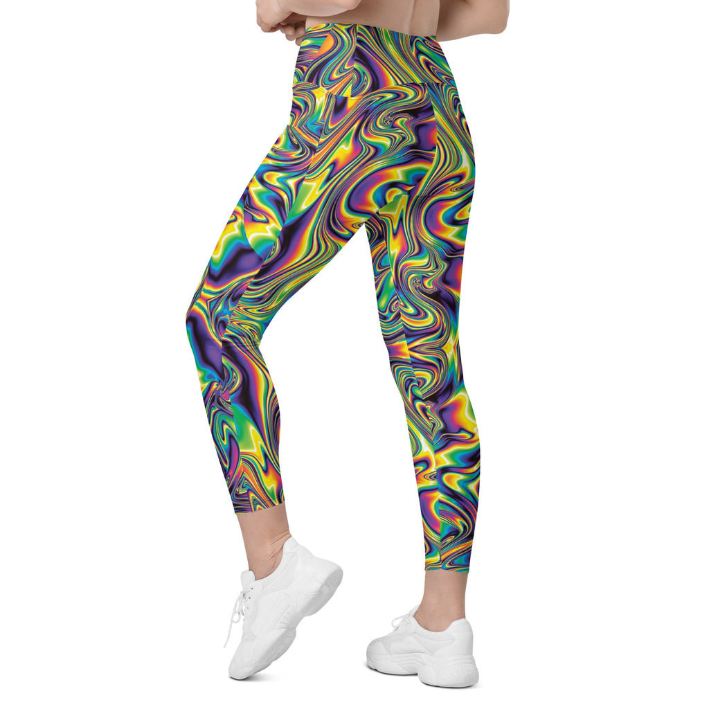 Vibrant Psychedelic Leggings with Pockets