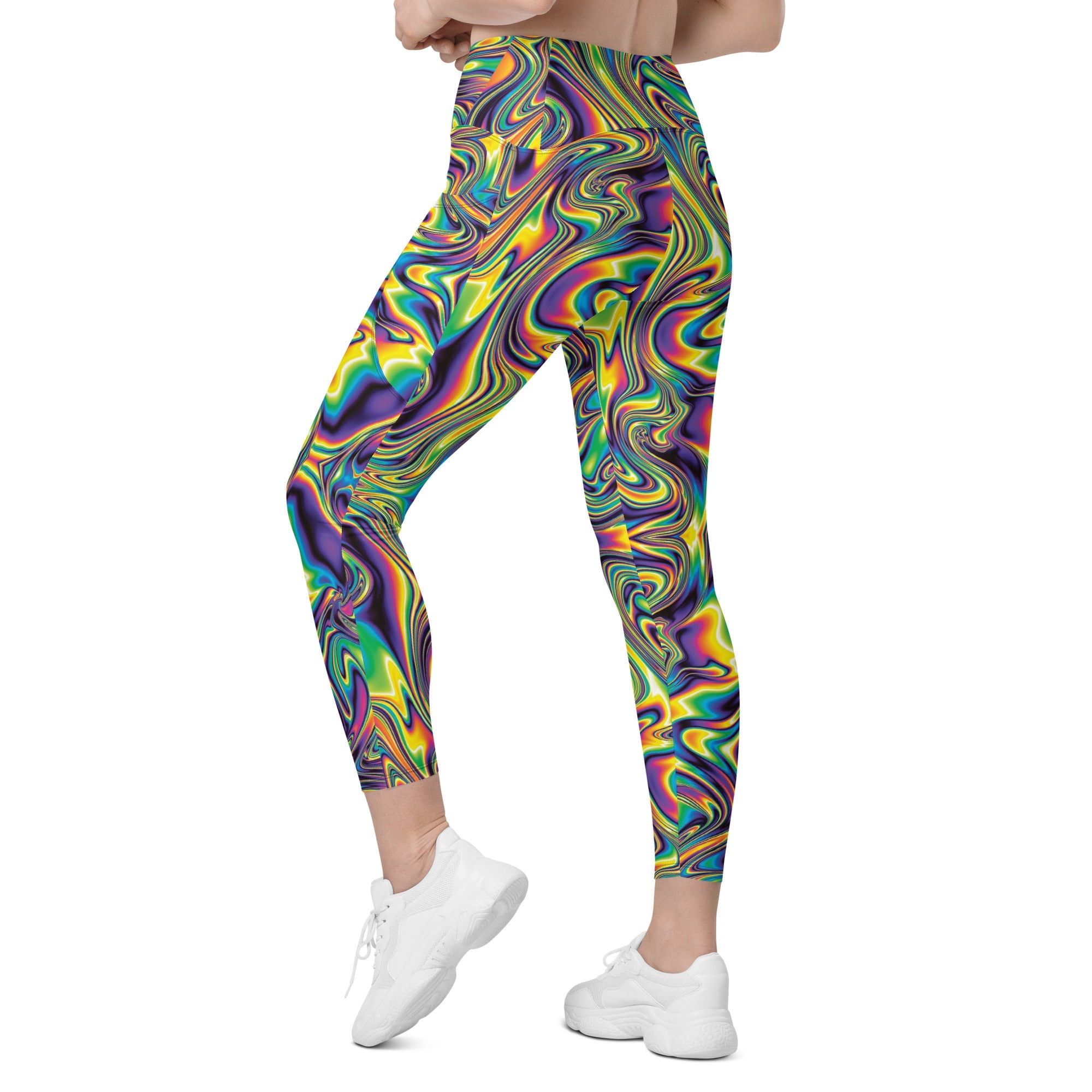 Vibrant Psychedelic Leggings with Pockets