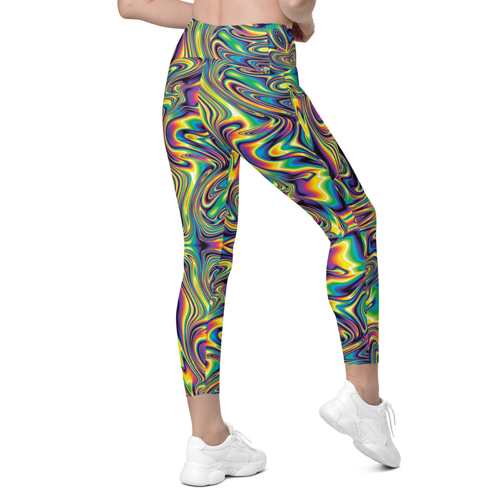 Vibrant Psychedelic Leggings with Pockets