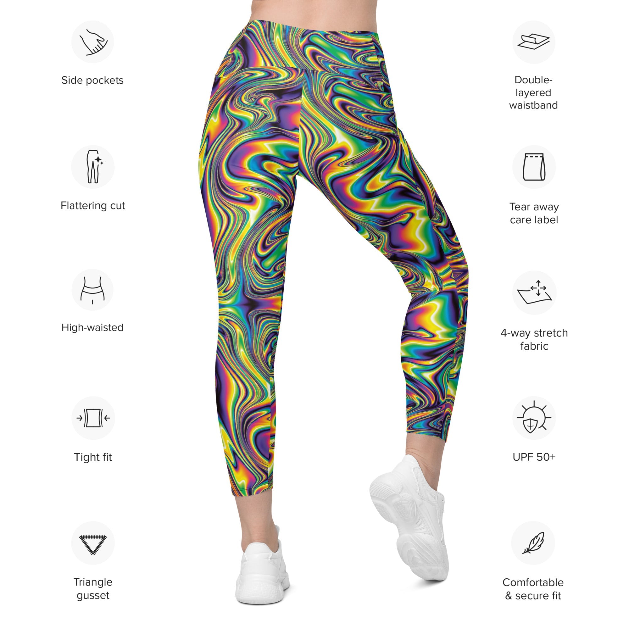 Vibrant Psychedelic Leggings with Pockets